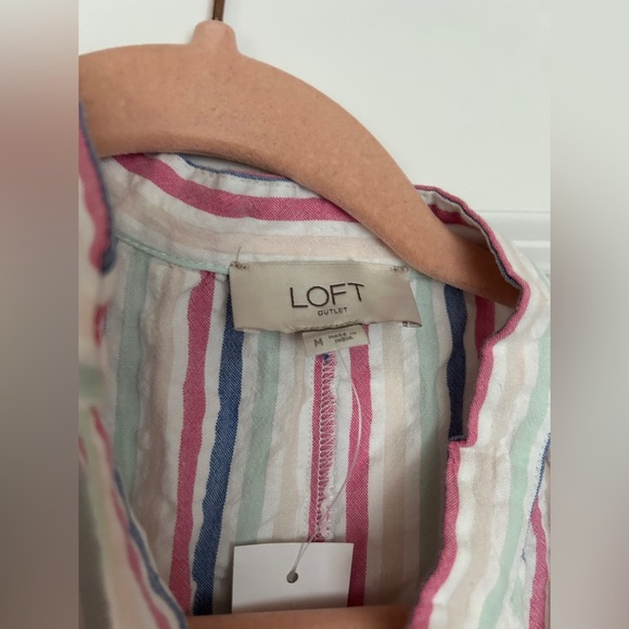 Loft Outlet Striped Multicolor Button-Up Dress, Medium - Picture 2 of 2